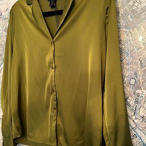 Green silky blouse